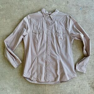 ROPER Brown Tan Check & Stripes Western Pearl Snap Shirt Size XL